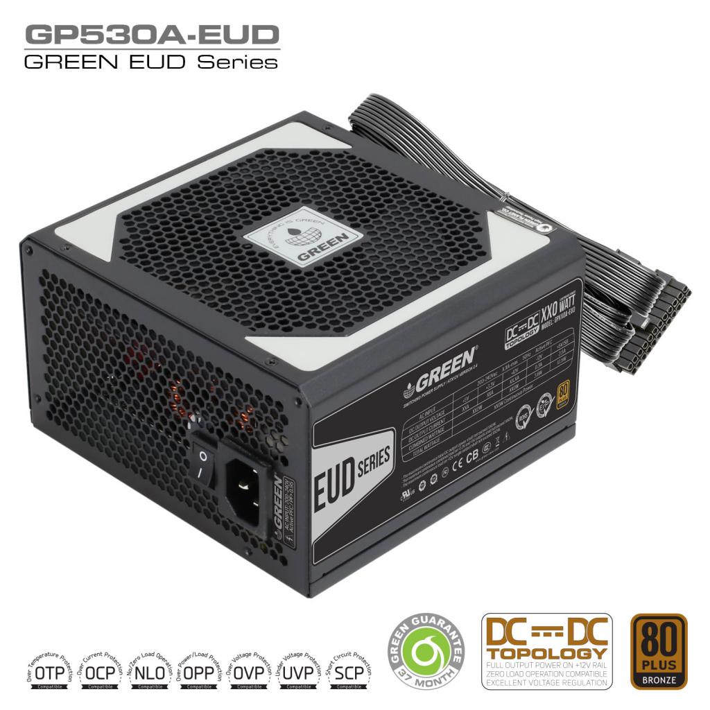 GP530A_EUD_DC_to_DC_Power_Supply منبع تغذیه کامپیوتر گرین(استوک) مدل Green GP530A-EUD - Image 1